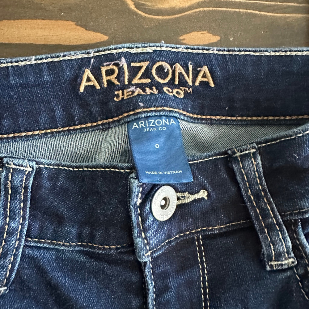 Women’s Arizona Jean Co Jeans Blue Size 0 Dark Wash Stretch Denim Five Pocket - Picture 2 of 7